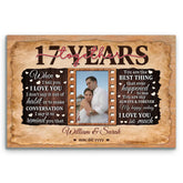 17th Anniversary Personalized Canvas Gift for Couples - Custom Photo Print - 17 Years of Marriage